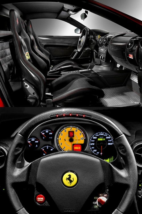 Интерьер Ferrari F430 Scuderia — царство карбона,…