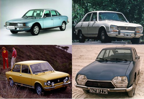 NSU Ro 80 (1968), Peugeot 504 (1969), Fiat 128…