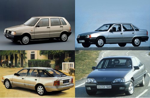 Fiat Uno (1984), Opel Kadett (1985), Ford Scorpio…
