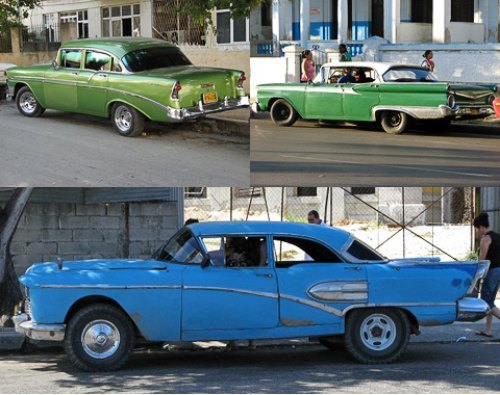 Вверху слева — Chevrolet Bel Air 56 года. Справа…