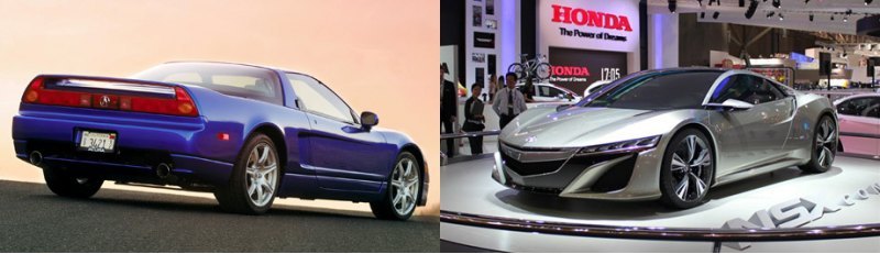 Слева: в Северной Америке знаменитая модель NSX,…