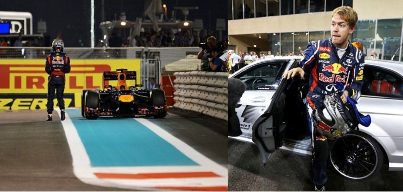 Феттелю пришлось бросить свой болид RB8 на круге…