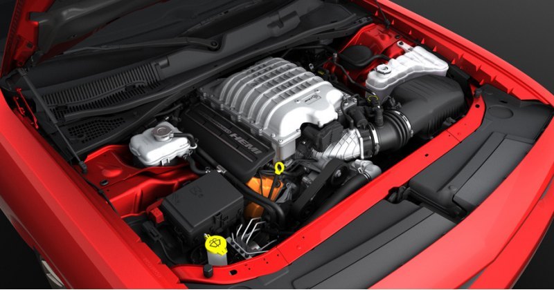 Без мотора 6.2 Hemi V8 Hellcat на купе Dodge…