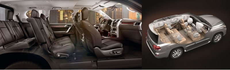 Большие внедорожники Lexus GX (слева) и Lexus LX…