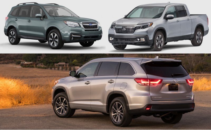 Модели Subaru Forester (85 баллов), Toyota…