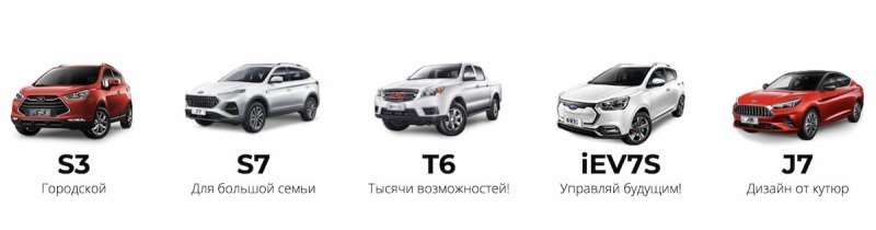 Модельный ряд компании JAC в России
