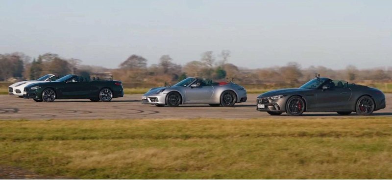 AMG SL 55 пытается обогнать 911 GTS, M850i,…