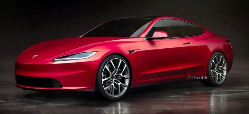 Электрический Tesla Model 3 в кузове купе…