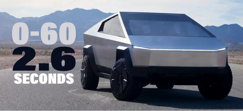 Электрический пикап Tesla Cybertruck разгоняется…
