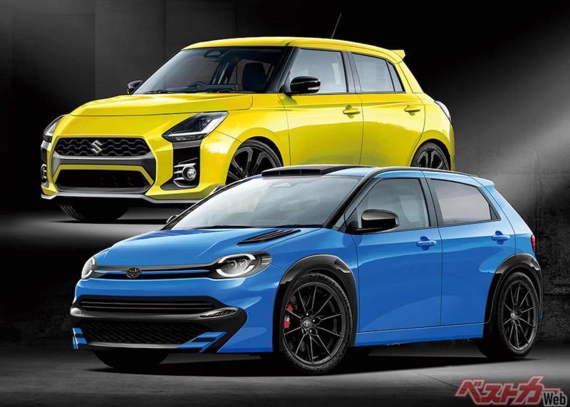 Снизу – рендер нового Toyota GR Starlet, сверху –…