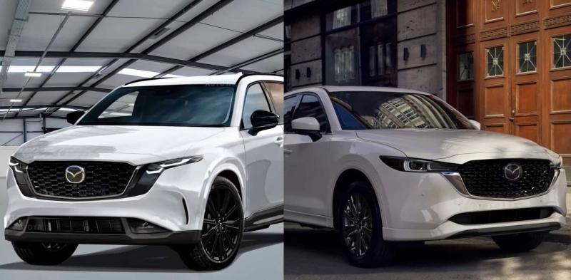 Слева – рендер новой Mazda CX-5, справа –…