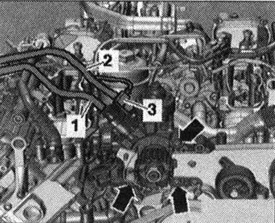 Отсоединить эл. разъем -3-. Снять подающий топл.…