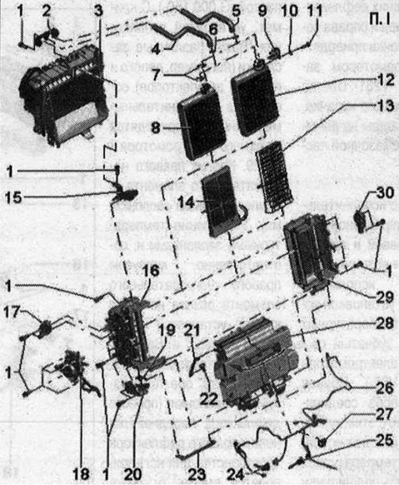 I 1. Винт; 2. Держатель патрубков ОЖ; 3. Корпус…