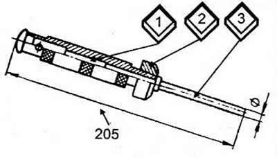 1. Шпиндель; 2. Фрезы; 3. Направляющий стержень