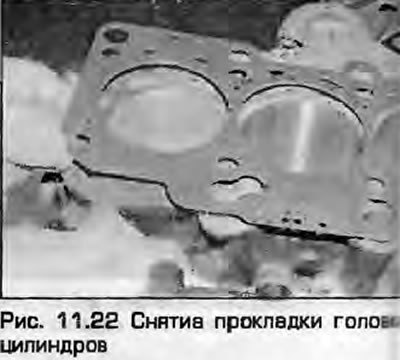 22. Снимите прокладку головки цилиндров с блока…