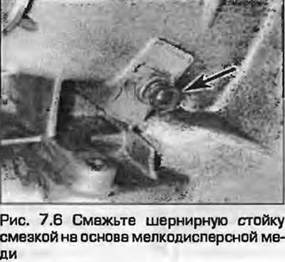 6. Смажьте шарнирную стойку и пластиковую…