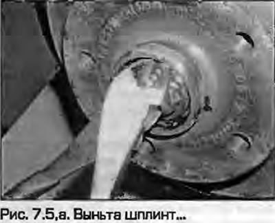 5. Выньте шплинт из ступичной гайки и снимите…