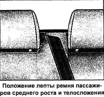 Регулирование ремня среднего заднего сиденья