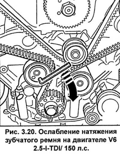 Торцовым ключом 8 мм поверните ролик натяжения…