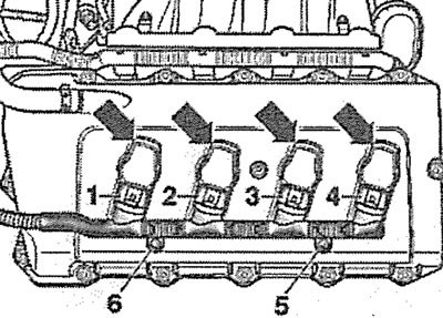 9.13а. Отсоедините штекеры 1-4 от катушек…