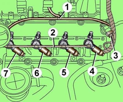 Рис. 3.4–42. Расположение вакуумного шланга (1),…