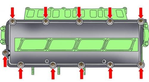 Рис. 3.4–46. Расположение болтов крепления крышки…