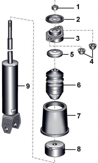 Рис. 12–21. Задний амортизатор: 1 – гайка, 30…
