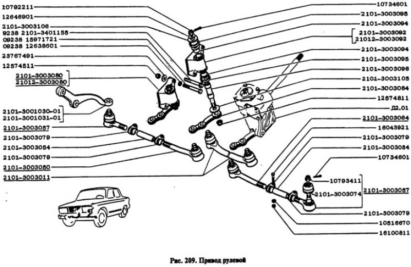 Рулевое управление ваз 2107 чертеж