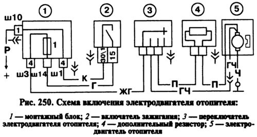 Схема включения электродвигателя вентилятора…