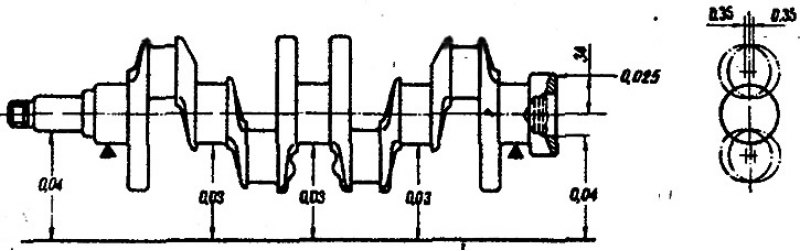 Диаметр коленвала. Размеры коленчатого вала ВАЗ 2106. Коленвал двигателя ВАЗ 2106 чертежи. Диаметр шеек коленвала ВАЗ 21213. Диаметр коленвала ВАЗ 2106.