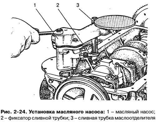 Установите масляный насос 1 (рис. 2-24) и…