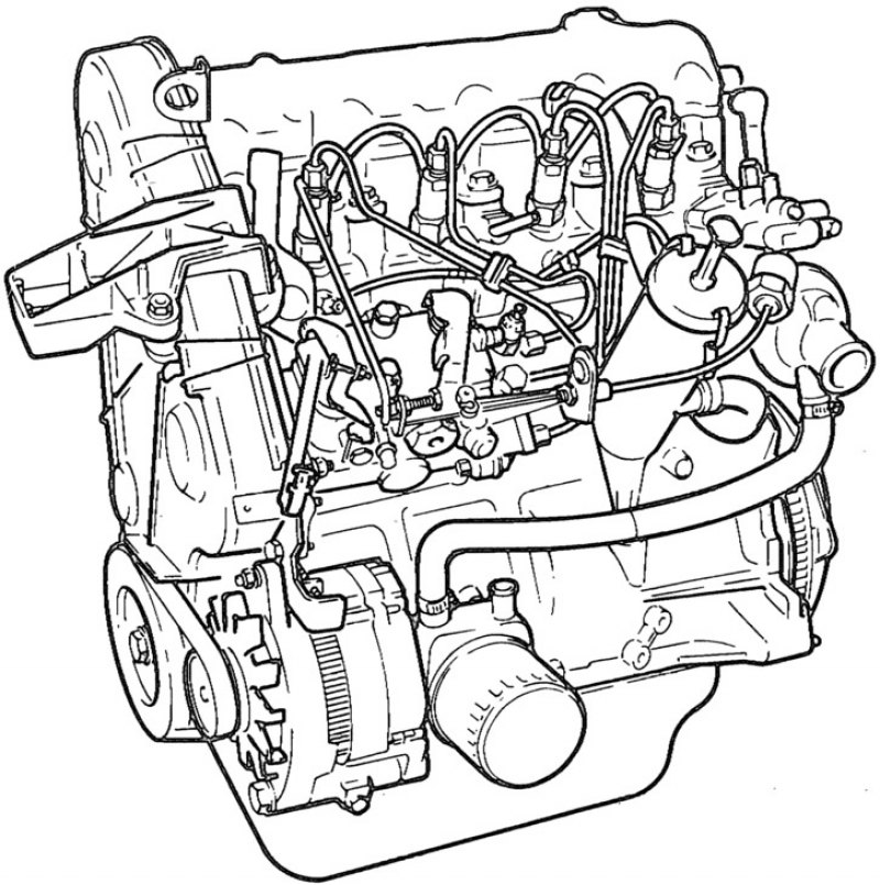 Рис. 9-25. Внешний вид двигателя DHW (XUD-9SD).