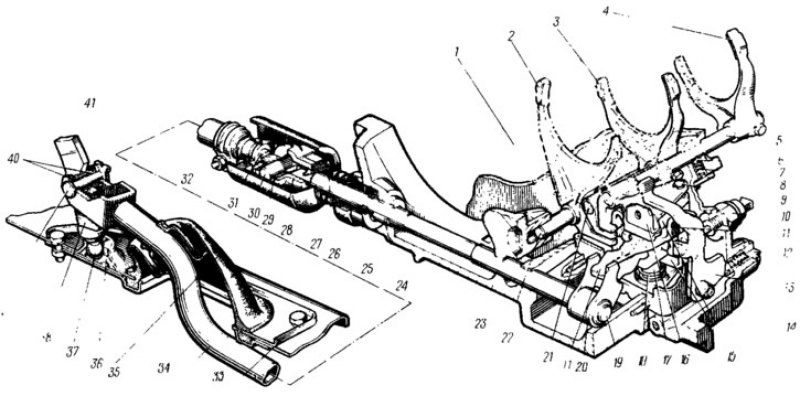 Рис. 62. Привод переключения передач: 1 -…