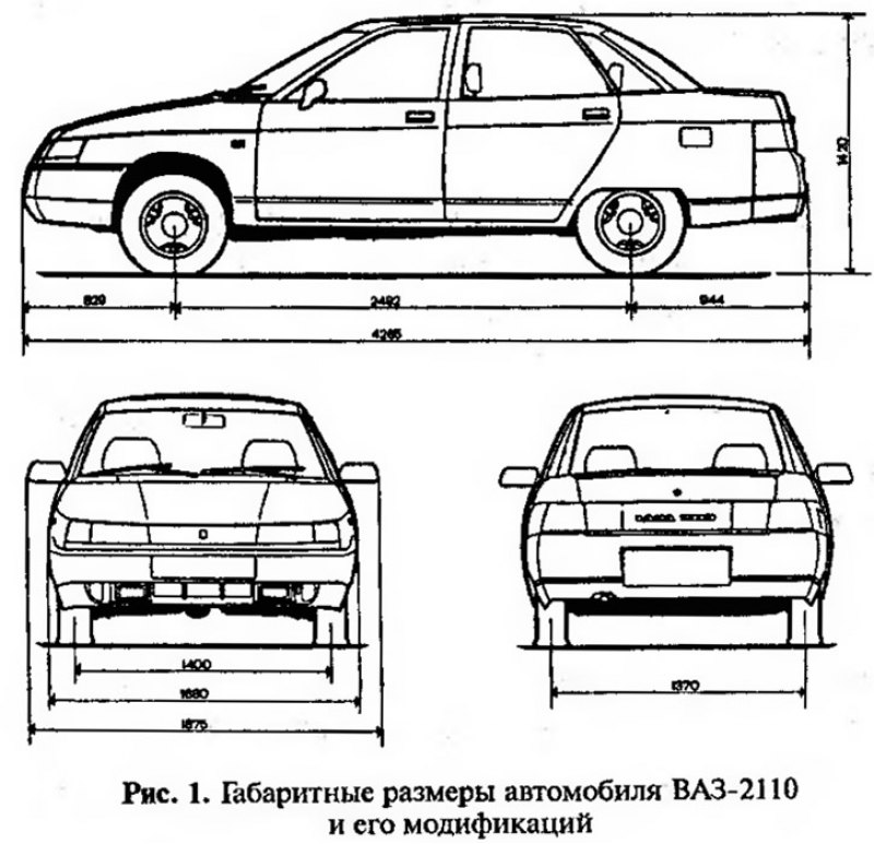 Схема легкового автомобиля