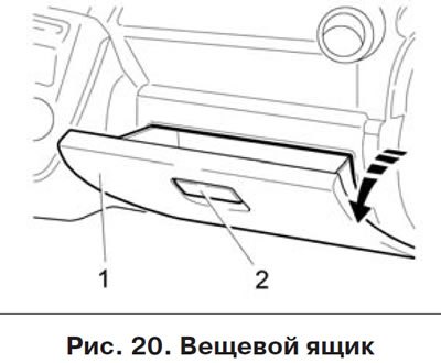 Чтобы открыть крышку вещевого ящика, необходимо…