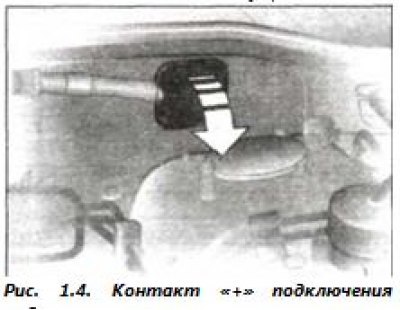 зажим «+» кабеля к разряженной АБ, клемма «+»…