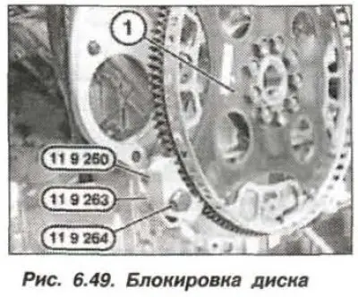 Заблокировать приводной диск (1) приспособлением…
