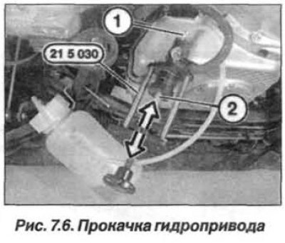 Подсоединить приспособление для прокачки к…