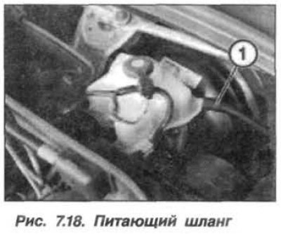 Удалить тормозную жидкость из питательного бачка,…