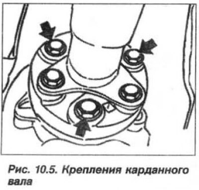 Отвернуть болты (3 шт., стрелки, см. рис. 10.5)…