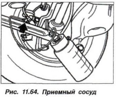 подсоединить один конец шланга к приемному сосуду…