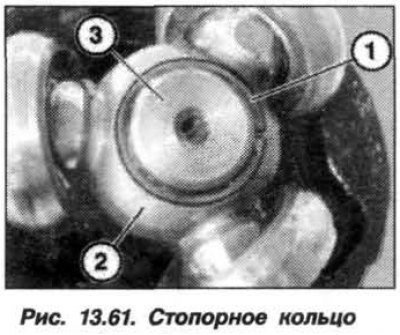 Снять стопорное кольцо (1, рис. 13.61) и…