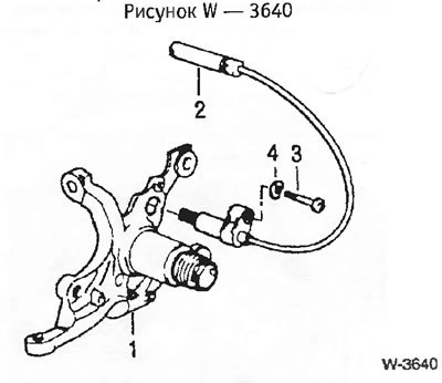 Отвернуть болт -3- с прокладочной шайбой -4-и вытащить датчик импульсов системы ABS (если…