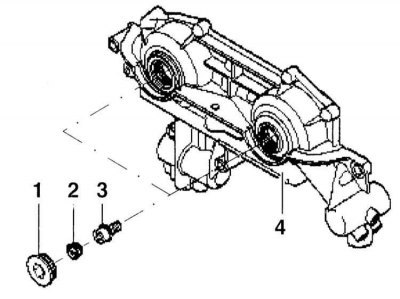 14. Отсоедините сжатый воздух от блока VANOS -4-.