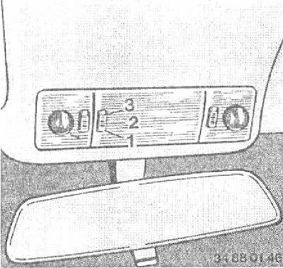 Выключатели ламп индивидуального освещения* имеют такие же рабочие положения.