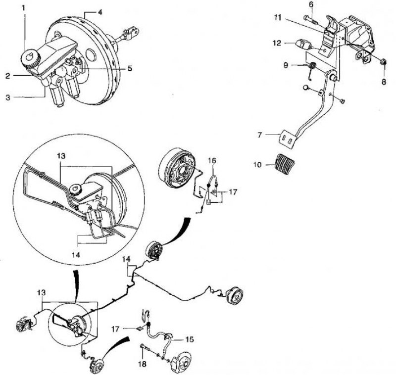 1. Крышка бачка; 2. Бачок; 3. Главный цилиндр; 4.…