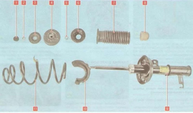 Схема переднего амортизатора шевроле круз