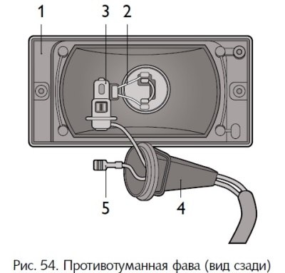 В противотуманной фаре 1, рис. 54, перегоревшую…