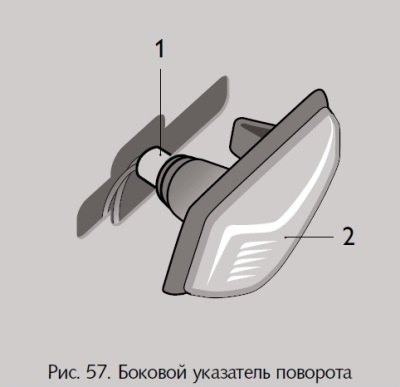 Для замены лампы в боковом указателе поворотов,…
