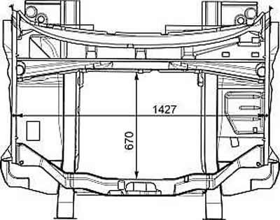 Рис. 8-137. Размеры проема капота (вид сверху).